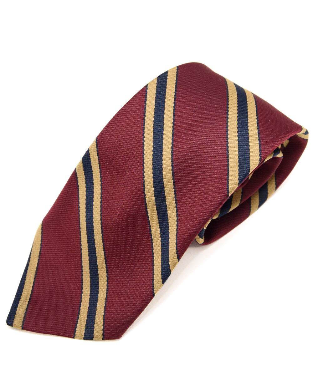 Vintage Burgundy Gold 60's 70's Polyester Necktie